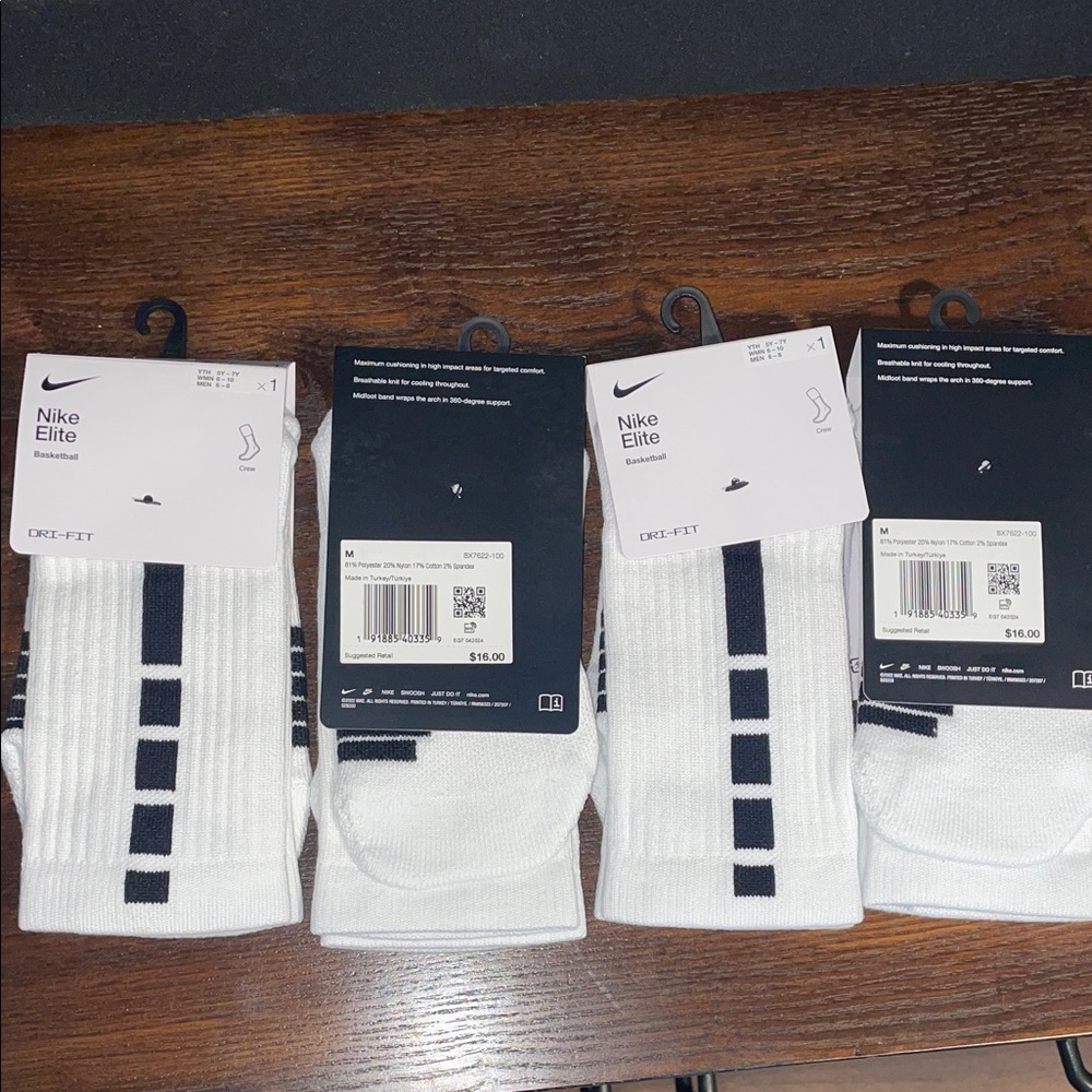 Nike Elite White and Black Athletic Socks